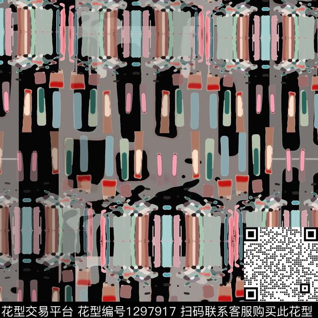 几何手绘线条笔触条纹混搭数码印花华亿平台下载（图片编号: 1297917） - 瓦栏（Walan）