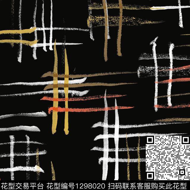 笔触格子几何男装传统印花华亿平台下载（图片编号: 1298020） - 瓦栏（Walan）