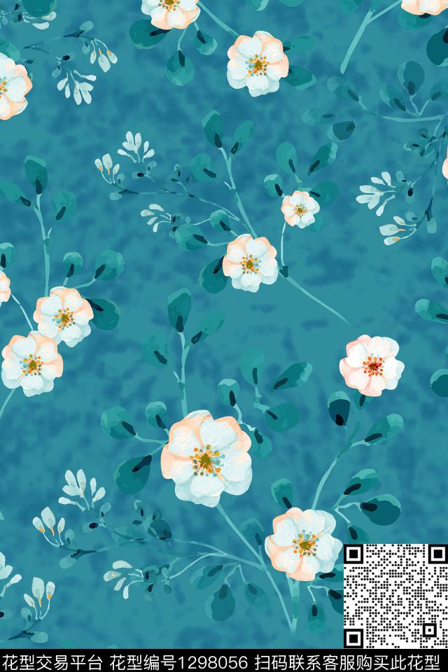 女装水彩花卉数码印花华亿平台下载（图片编号: 1298056） - 瓦栏（Walan）