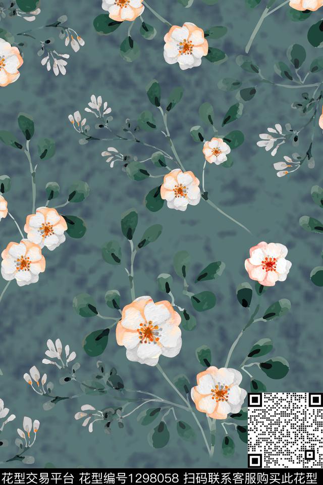女装水彩花卉数码印花华亿平台下载（图片编号: 1298058） - 瓦栏（Walan）