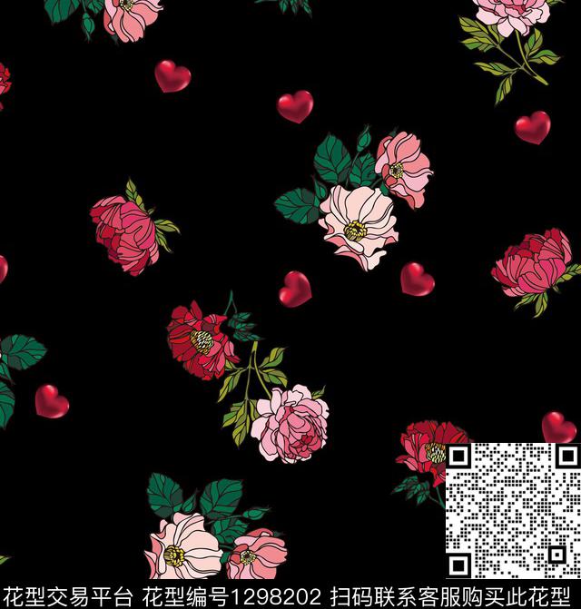 复古花卉大牌风数码印花华亿平台下载（图片编号: 1298202） - 瓦栏（Walan）