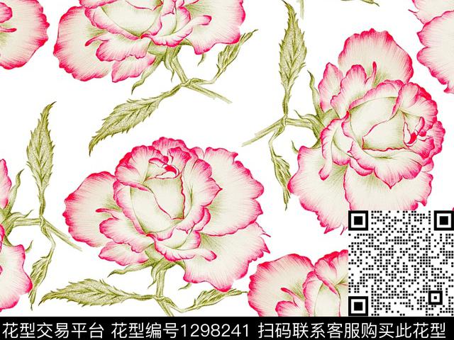 康乃馨抽象散点排列数码印花华亿平台下载（图片编号: 1298241） - 瓦栏（Walan）