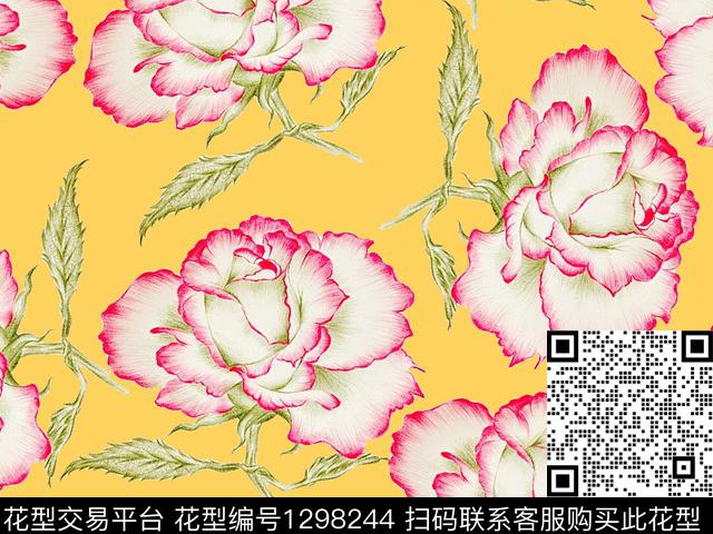 康乃馨抽象散点排列数码印花华亿平台下载（图片编号: 1298244） - 瓦栏（Walan）