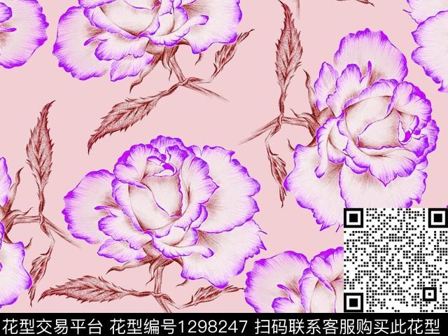 康乃馨抽象散点排列数码印花华亿平台下载（图片编号: 1298247） - 瓦栏（Walan）