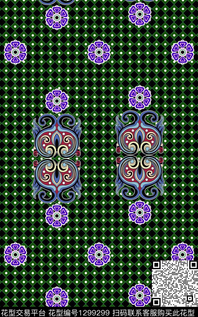 民族风简欧满版散花数码印花华亿平台下载（图片编号: 1299299） - 瓦栏（Walan）