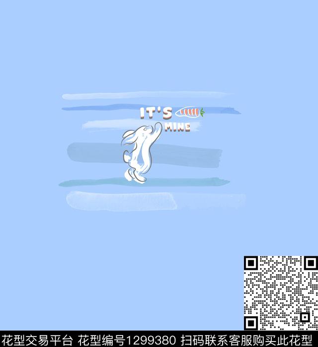 抽象手绘兔子数码印花华亿平台下载（图片编号: 1299380） - 瓦栏（Walan）