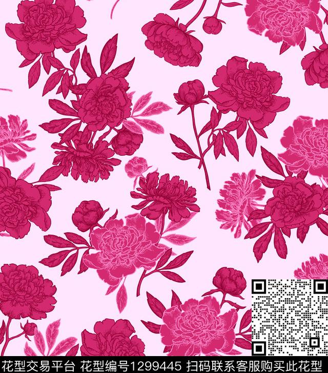 复古花卉大牌风传统印花华亿平台下载（图片编号: 1299445） - 瓦栏（Walan）