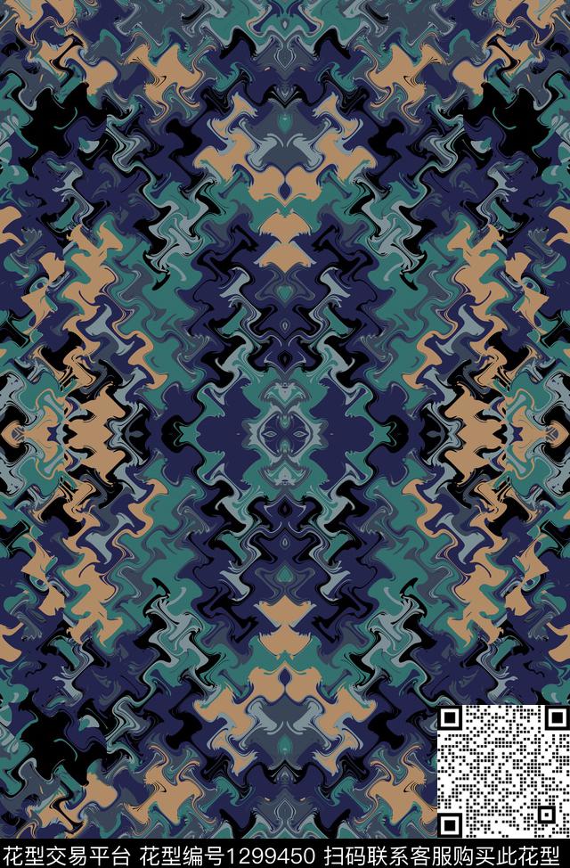 线条画写意时尚数码印花华亿平台下载（图片编号: 1299450） - 瓦栏（Walan）