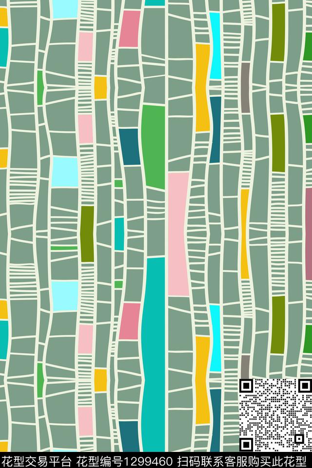 女装几何大牌风数码印花华亿平台下载（图片编号: 1299460） - 瓦栏（Walan）