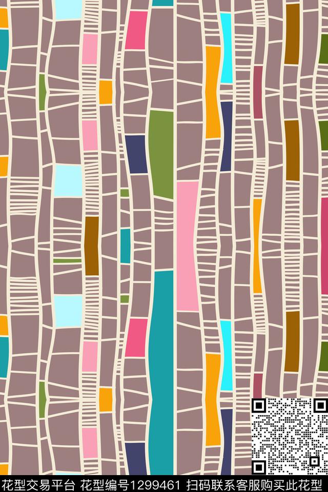 女装几何大牌风数码印花华亿平台下载（图片编号: 1299461） - 瓦栏（Walan）