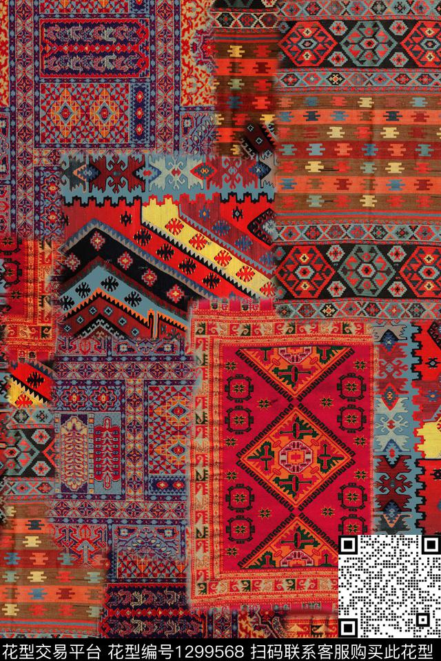 复古民族风混合拼接数码印花华亿平台下载（图片编号: 1299568） - 瓦栏（Walan）
