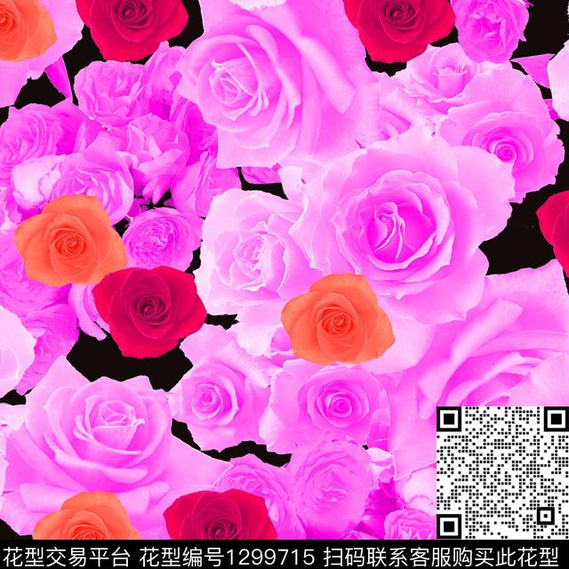 女装玫瑰花牡丹数码印花华亿平台下载（图片编号: 1299715） - 瓦栏（Walan）