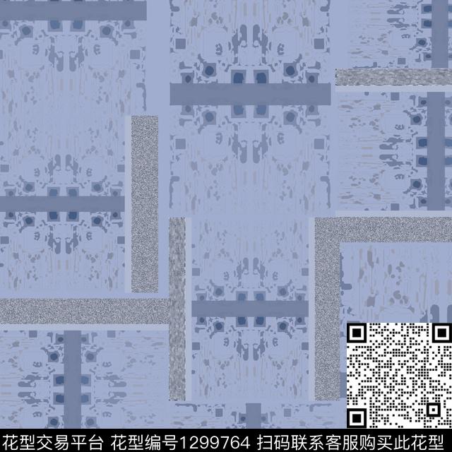 几何格子混搭手绘线条笔触传统印花华亿平台下载（图片编号: 1299764） - 瓦栏（Walan）