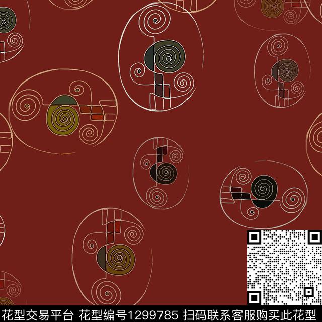 几何圆圈与波点手绘线条笔触传统印花华亿平台下载（图片编号: 1299785） - 瓦栏（Walan）