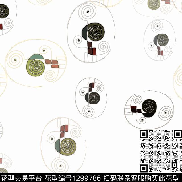 几何圆圈与波点手绘线条笔触传统印花华亿平台下载（图片编号: 1299786） - 瓦栏（Walan）