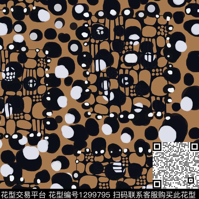 几何手绘线条笔触圆圈与波点传统印花华亿平台下载（图片编号: 1299795） - 瓦栏（Walan）