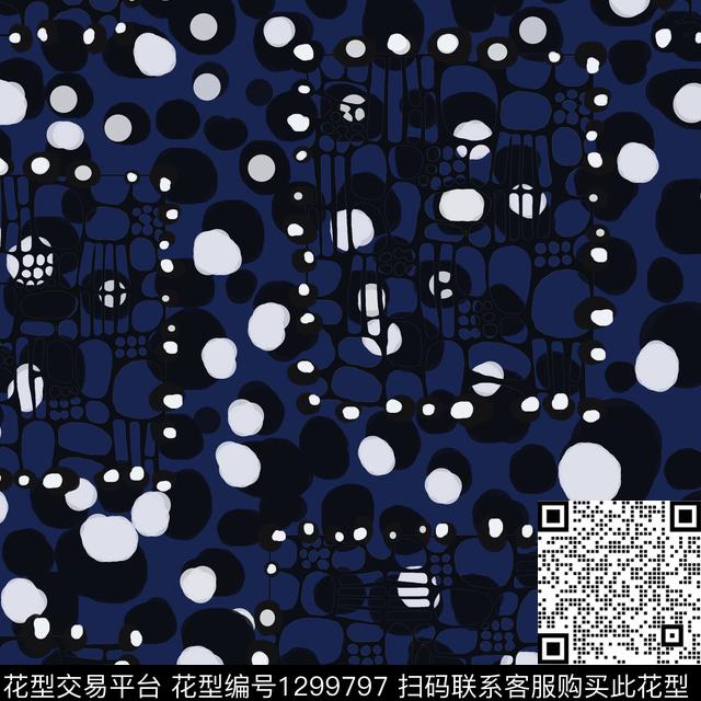 几何手绘线条笔触圆圈与波点传统印花华亿平台下载（图片编号: 1299797） - 瓦栏（Walan）