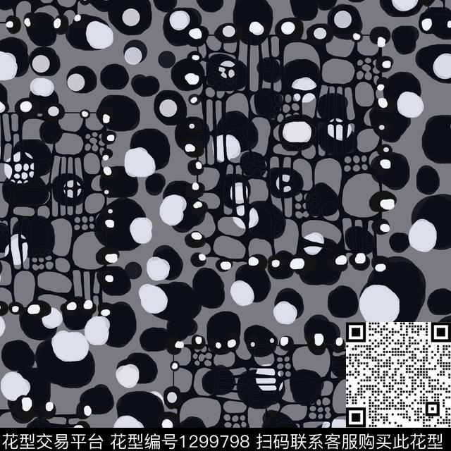 几何手绘线条笔触圆圈与波点传统印花华亿平台下载（图片编号: 1299798） - 瓦栏（Walan）