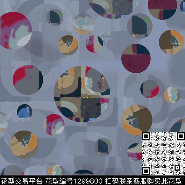 几何圆圈与波点迷彩图案数码印花华亿平台下载（图片编号: 1299800） - 瓦栏（Walan）
