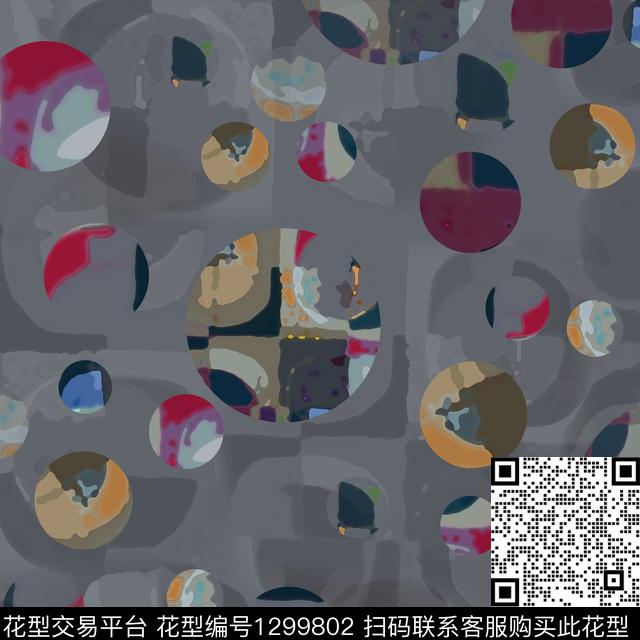 几何圆圈与波点迷彩图案数码印花华亿平台下载（图片编号: 1299802） - 瓦栏（Walan）