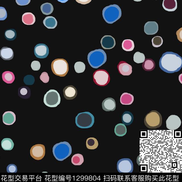 几何圆圈与波点手绘线条笔触传统印花华亿平台下载（图片编号: 1299804） - 瓦栏（Walan）