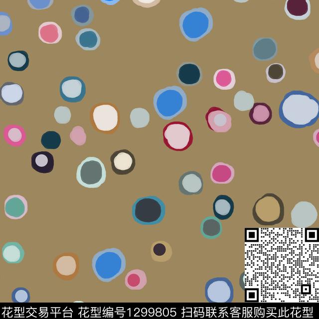 几何圆圈与波点手绘线条笔触传统印花华亿平台下载（图片编号: 1299805） - 瓦栏（Walan）