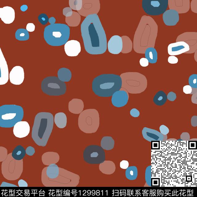 几何圆圈与波点手绘线条笔触传统印花华亿平台下载（图片编号: 1299811） - 瓦栏（Walan）