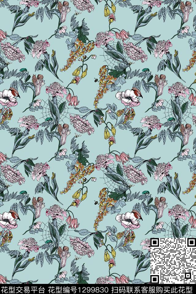 花卉春夏华亿平台数码印花华亿平台下载（图片编号: 1299830） - 瓦栏（Walan）