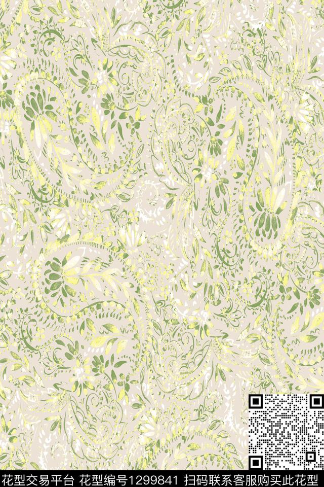 数码华亿平台佩斯利春夏华亿平台数码印花华亿平台下载（图片编号: 1299841） - 瓦栏（Walan）