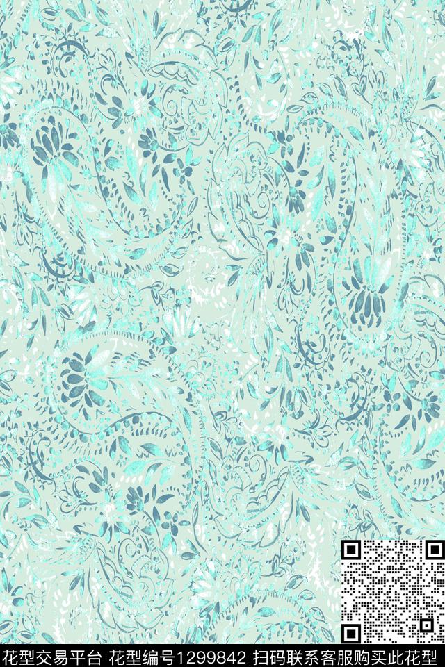 数码华亿平台佩斯利春夏华亿平台数码印花华亿平台下载（图片编号: 1299842） - 瓦栏（Walan）