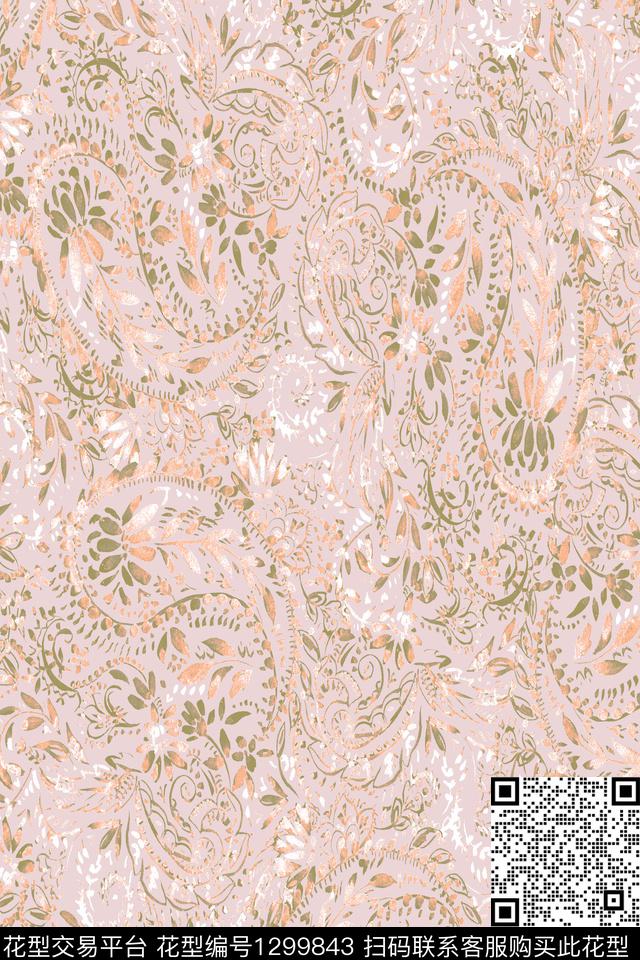 数码华亿平台佩斯利春夏华亿平台数码印花华亿平台下载（图片编号: 1299843） - 瓦栏（Walan）