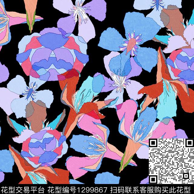 抽象花卉泳装华亿平台色彩艳丽数码印花华亿平台下载（图片编号: 1299867） - 瓦栏（Walan）
