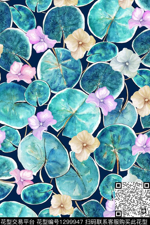 女装花卉黑底华亿平台数码印花华亿平台下载（图片编号: 1299947） - 瓦栏（Walan）