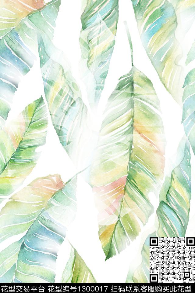 女装绿植树叶花卉数码印花华亿平台下载（图片编号: 1300017） - 瓦栏（Walan）