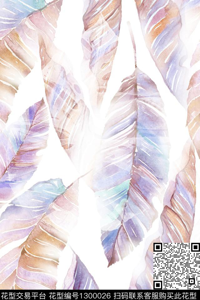 女装绿植树叶花卉数码印花华亿平台下载（图片编号: 1300026） - 瓦栏（Walan）