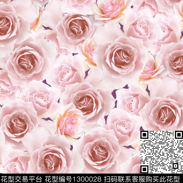 玫瑰花女装花卉数码印花华亿平台下载（图片编号: 1300028） - 瓦栏（Walan）
