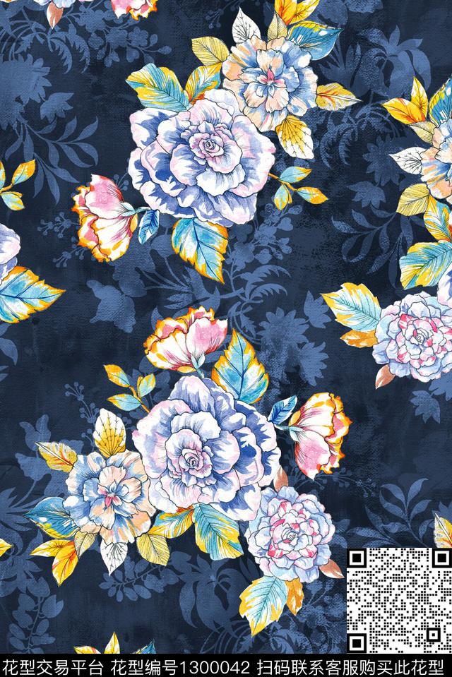 花卉大牌风热带华亿平台数码印花华亿平台下载（图片编号: 1300042） - 瓦栏（Walan）