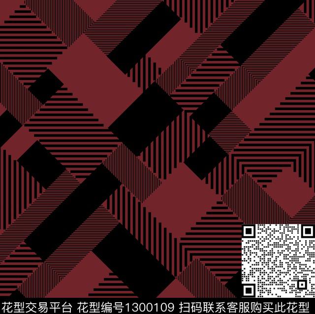 几何格子大牌风传统印花华亿平台下载（图片编号: 1300109） - 瓦栏（Walan）