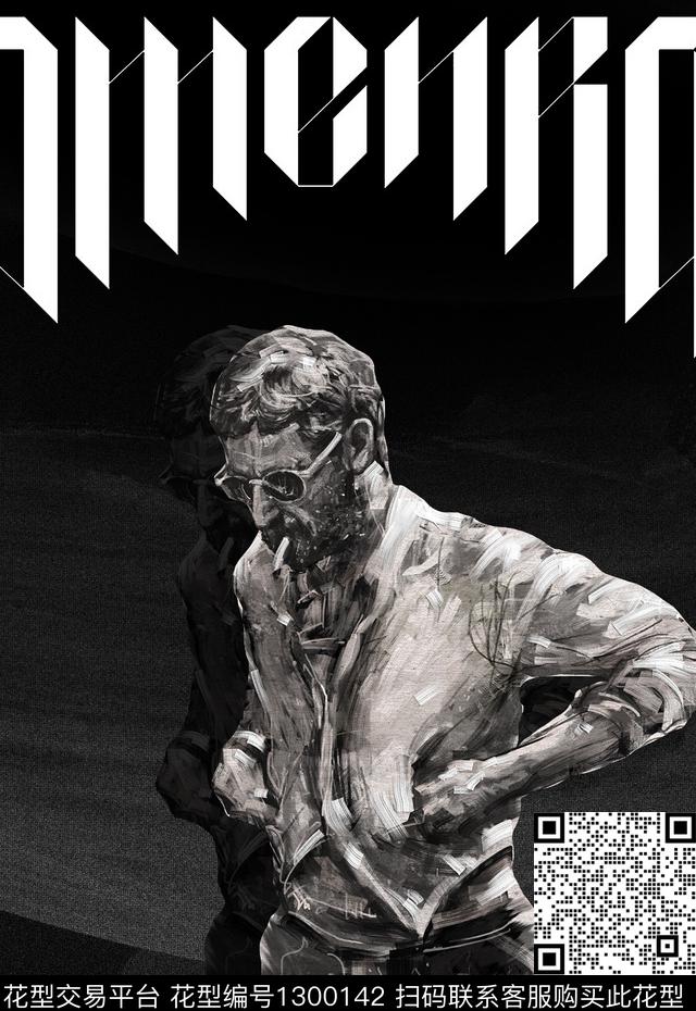 肌理定位男装印花文字创意数码印花华亿平台下载（图片编号: 1300142） - 瓦栏（Walan）