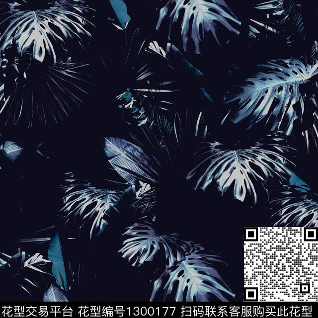 绿植树叶大牌风热带华亿平台数码印花华亿平台下载（图片编号: 1300177） - 瓦栏（Walan）