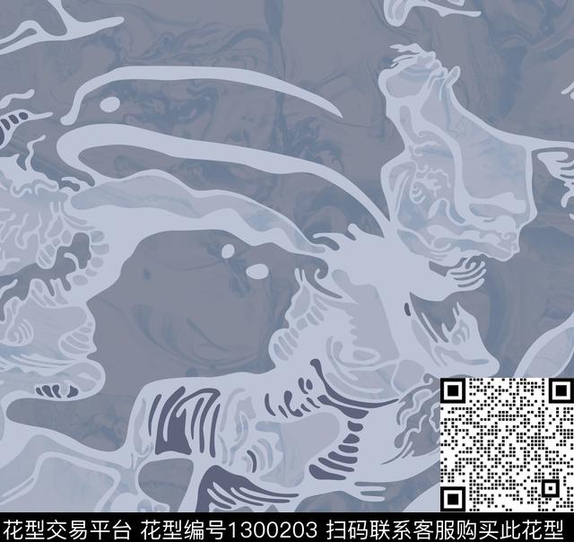 中国风涂鸦抽象数码印花华亿平台下载（图片编号: 1300203） - 瓦栏（Walan）