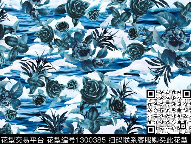 玫瑰花花卉大牌风数码印花华亿平台下载（图片编号: 1300385） - 瓦栏（Walan）