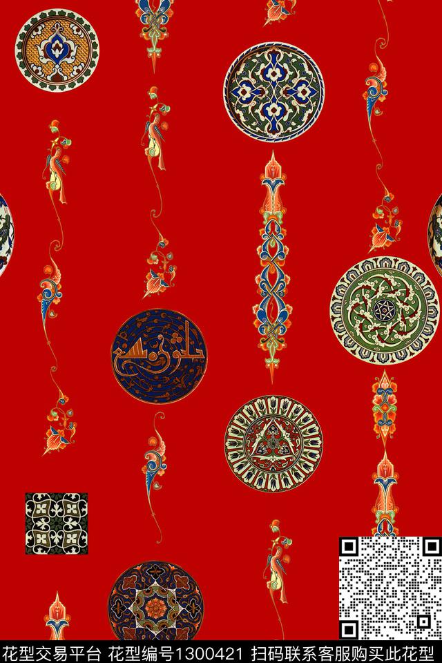 民族风旗袍大牌风数码印花华亿平台下载（图片编号: 1300421） - 瓦栏（Walan）