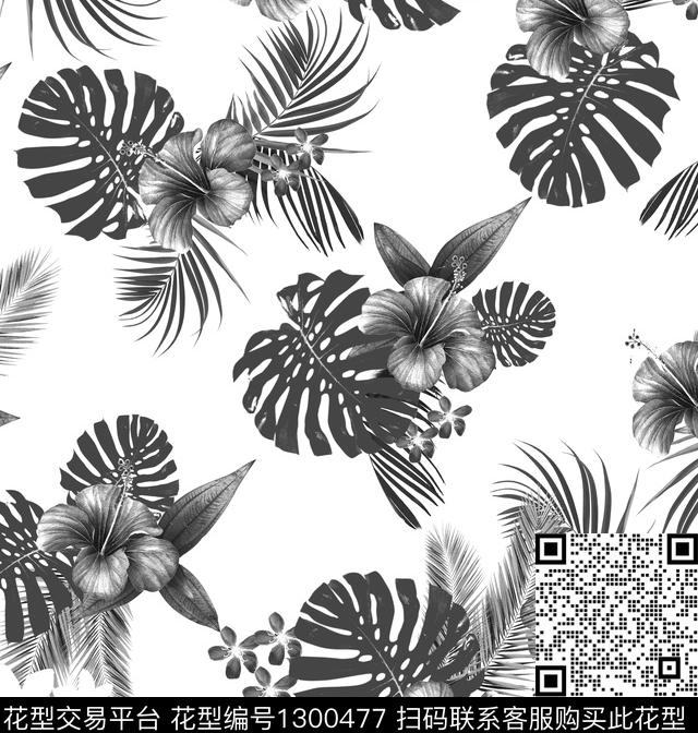 绿植树叶花卉棕榈树数码印花华亿平台下载（图片编号: 1300477） - 瓦栏（Walan）