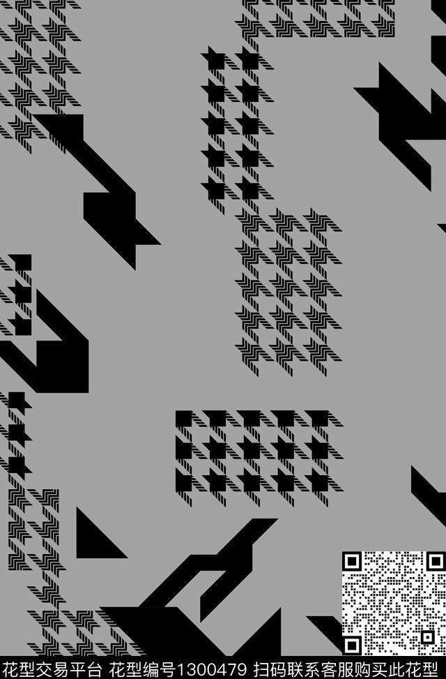 千鸟格格子大牌风传统印花华亿平台下载（图片编号: 1300479） - 瓦栏（Walan）