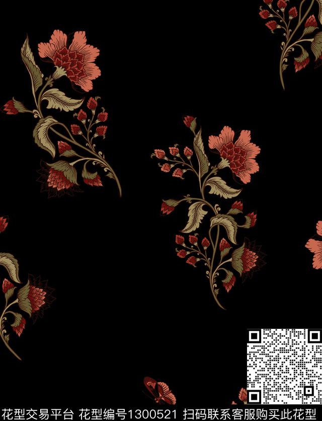 花卉大牌风淑女传统印花华亿平台下载（图片编号: 1300521） - 瓦栏（Walan）