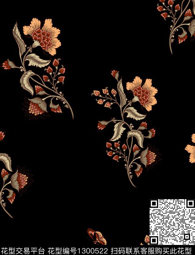 花卉大牌风淑女传统印花华亿平台下载（图片编号: 1300522） - 瓦栏（Walan）