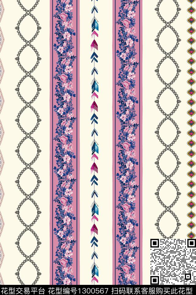 简约链条民族风数码印花华亿平台下载（图片编号: 1300567） - 瓦栏（Walan）