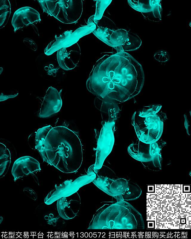 抽象水母海洋数码印花华亿平台下载（图片编号: 1300572） - 瓦栏（Walan）