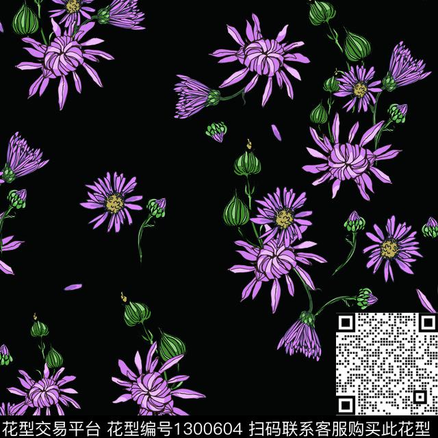 简约花卉手绘花卉传统印花华亿平台下载（图片编号: 1300604） - 瓦栏（Walan）